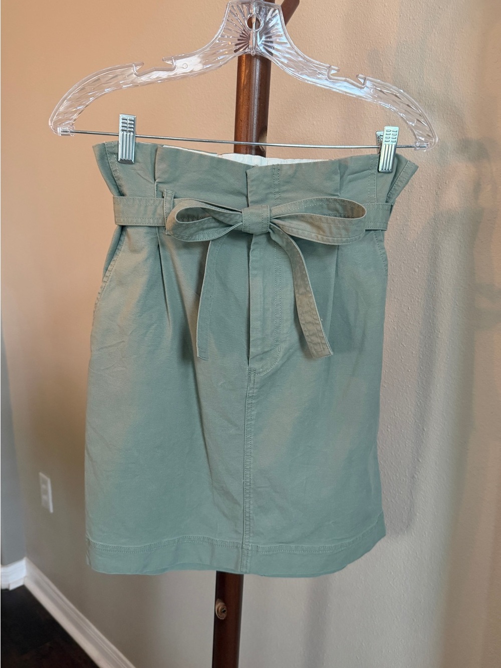 GAP High-Rise Paperbag Waist Sage Green Skirt with Tie